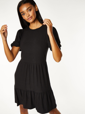 Black Ribbed Tiered Dress | Women ...
